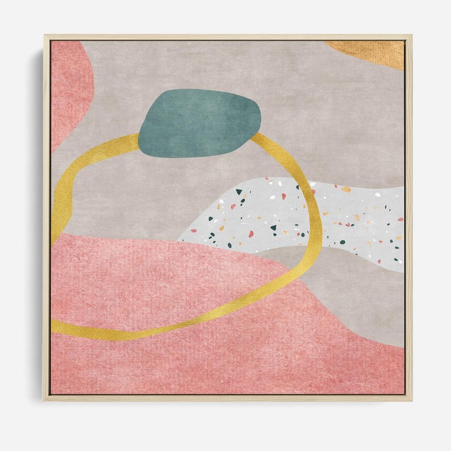 Obraz w ramie 50x50 - Ekspresja w ruchu pędzla - abstrakcja, połączenie kształtów - rama drewno