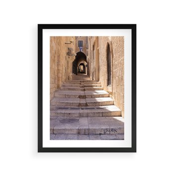 Plakat w ramie 50x70 - miasto w innej odsłonie - uliczka, perspektywa - rama czarna