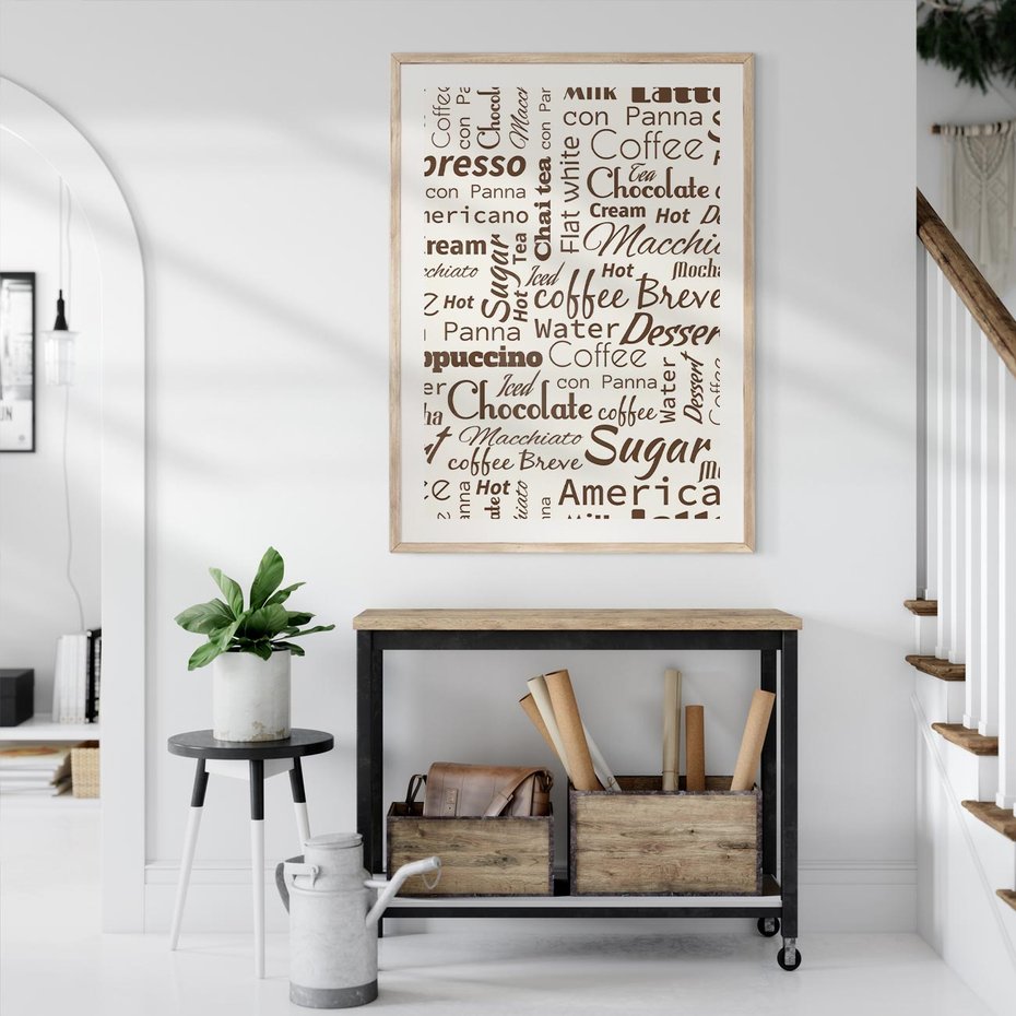 Plakat w ramie 50x70 - Kawa w Stylu Coffee - kawa, coffee - rama drewno