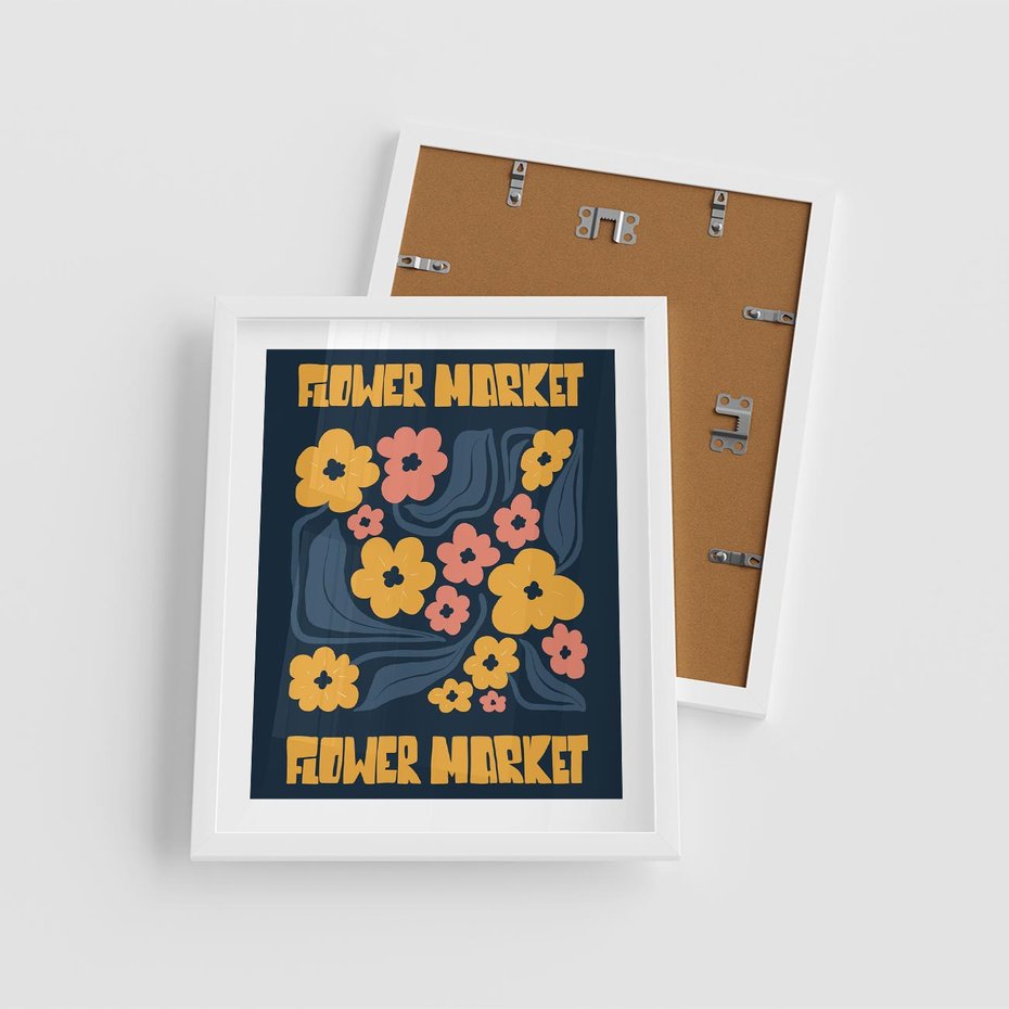 Plakat w ramie 40x50 - Impulsy Rozkwitu - plakat, granatowe tło - rama biała