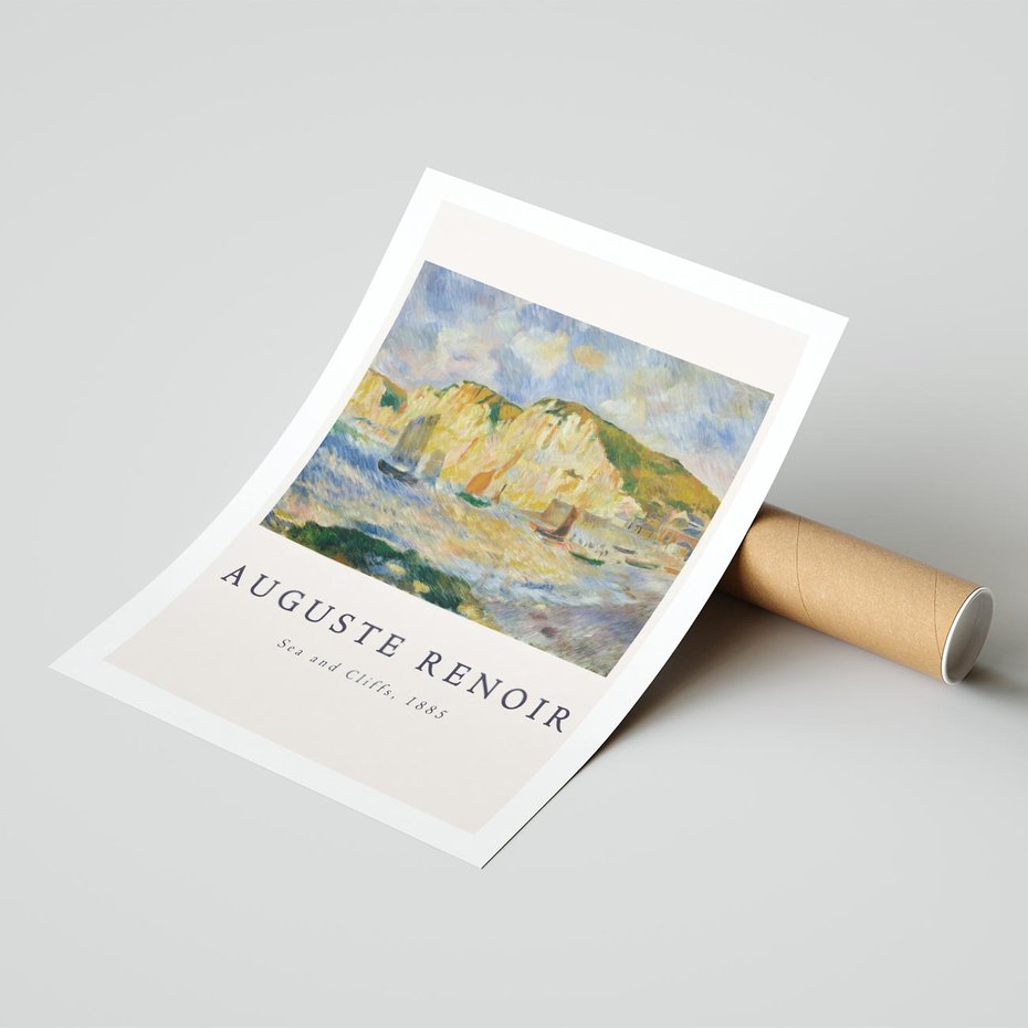 Plakat bez ramy 40x50 - Plakat z Reprodukcją A. Renoira - Auguste Renoir, Morze i klify