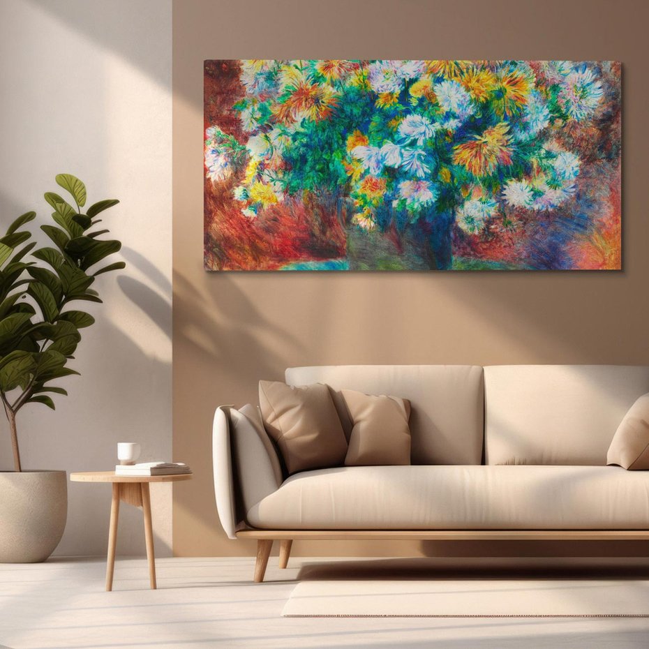 Obraz na płótnie 100x50 - Chryzantemy (1881–1882), Pierre-Auguste Renoir - Reprodukcja - reprodukcja, obraz na płótnie