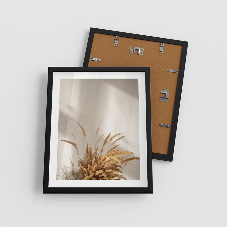 Plakat w ramie 40x50 - Natura i Elegancja: Obraz Boho - trawy, boho - rama czarna