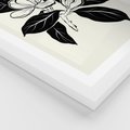 Plakat w ramie 50x70 - Spojrzenie w kształty kwiatów - kwiaty magnolii, minimalizm - rama biała