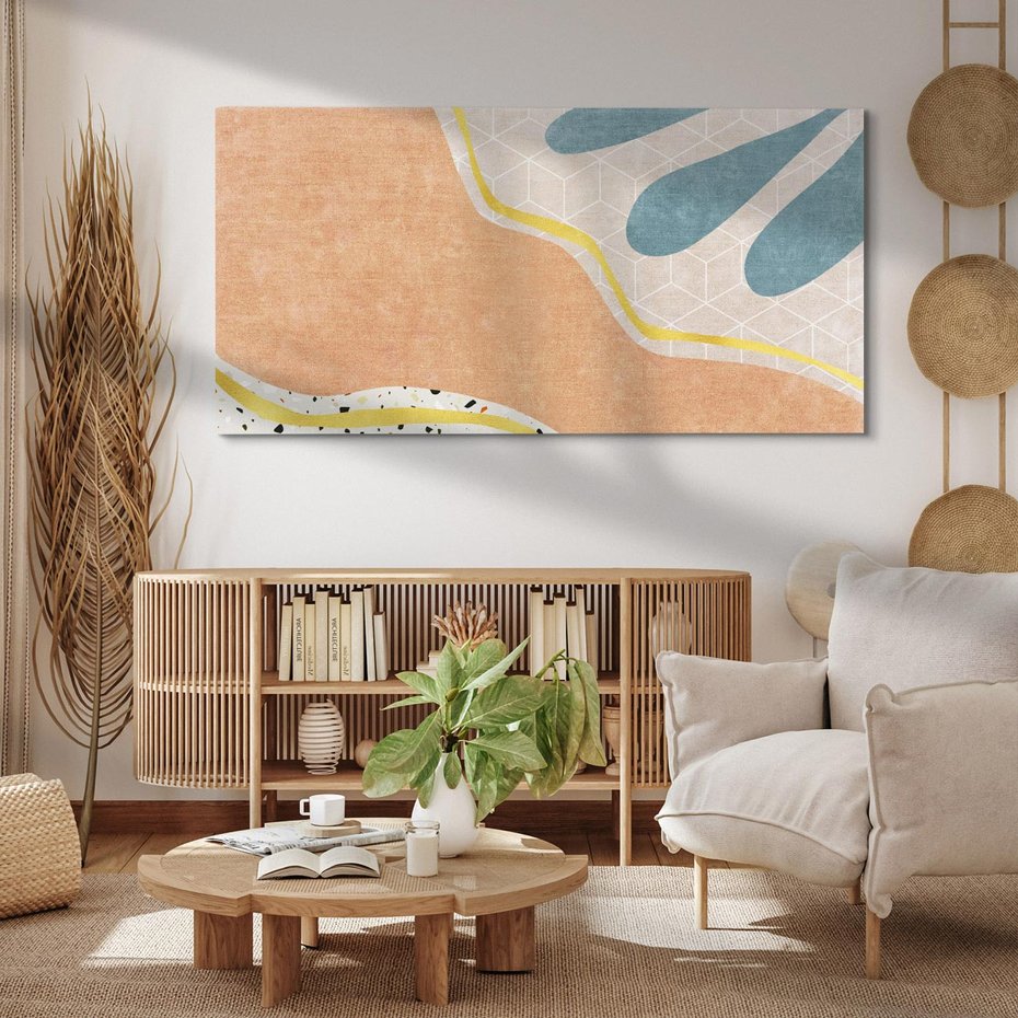 Obraz na płótnie 100x50 - Tańczący w deszczu pigmentów - abstrakcyjne formy, rozlane farby