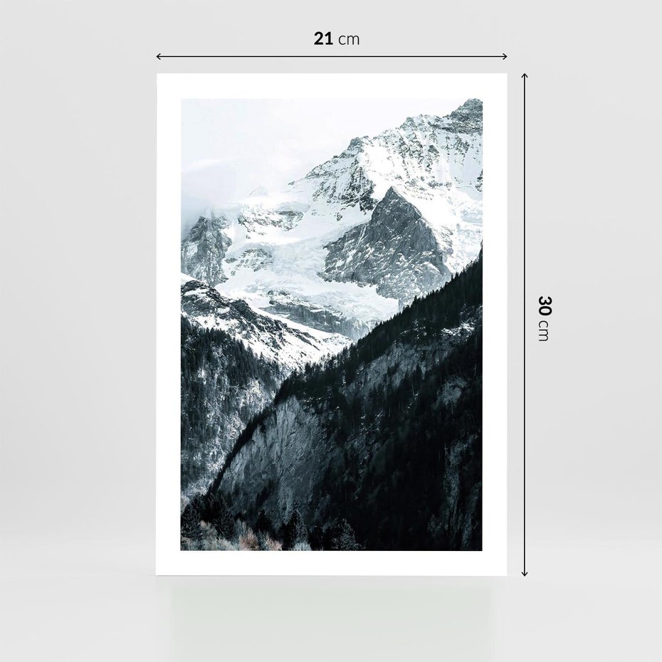 Plakat bez ramy 21x30 - Góry w Zimowym Uścisku - góry, ośnieżone szczyty