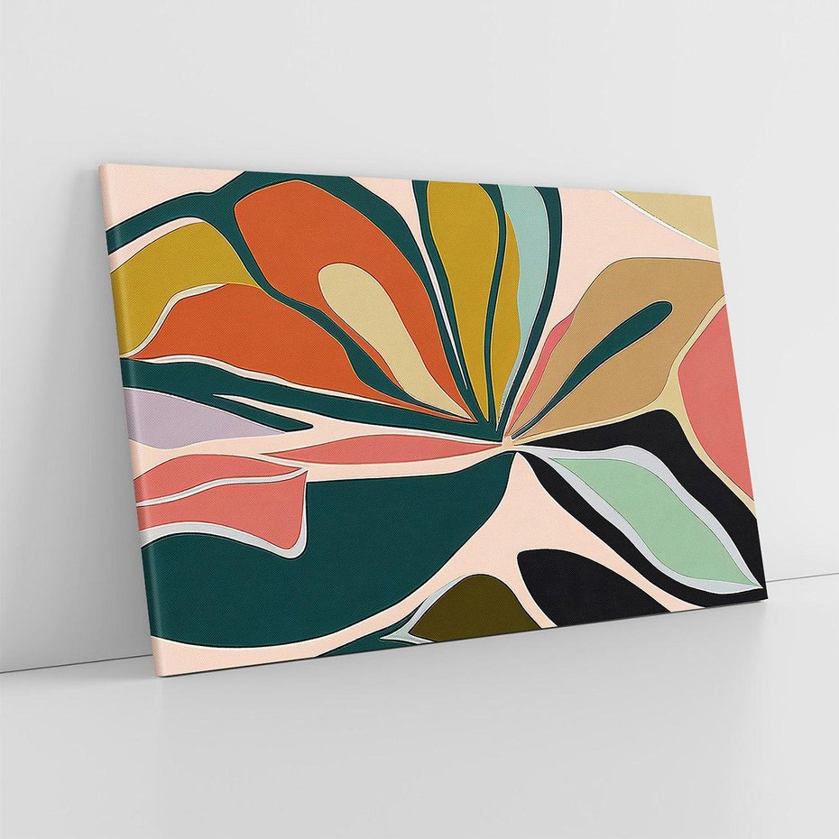 Obraz na płótnie 100x70 - Kolory Ziemi - olejny obraz, abstrakcja w kształcie kwiatu