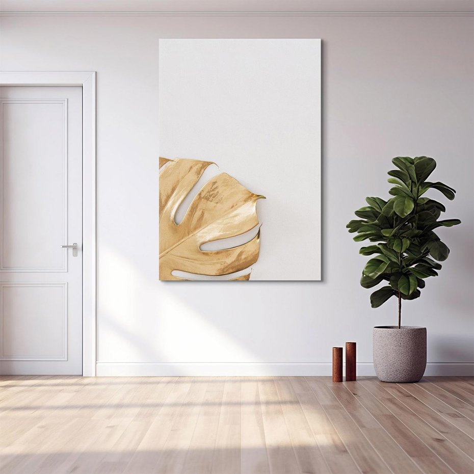 Obraz na płótnie 50x70 - Natury Szlachetność - złote, liście