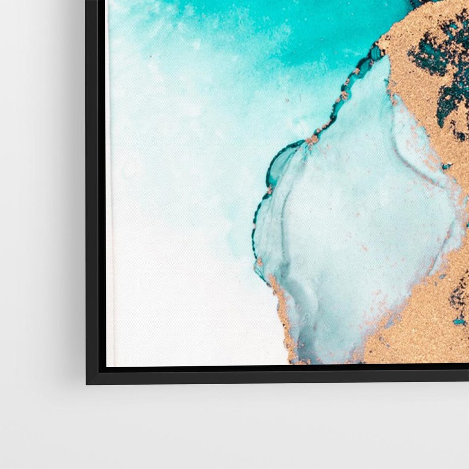 Obraz w ramie 100x70 - Elegancja i Subtelność - marmur, złoto - rama czarna