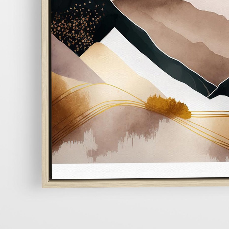 Obraz w ramie 120x80 - Góry Tonące w Pastelach - złote pastelowe góry, akwarela - rama drewno