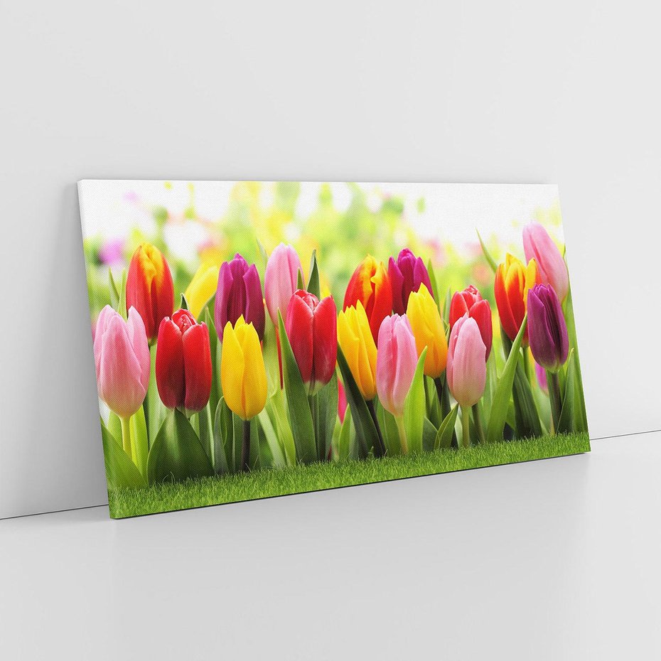 Obraz na płótnie 120x60 - delikatność kwiatowego świata - tulipany, kwiaty