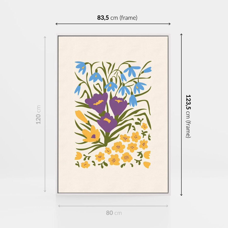 Obraz w ramie 80x120 - Kwiatowe Przenikanie - kwiaty, sztuka nowoczesna - rama biała