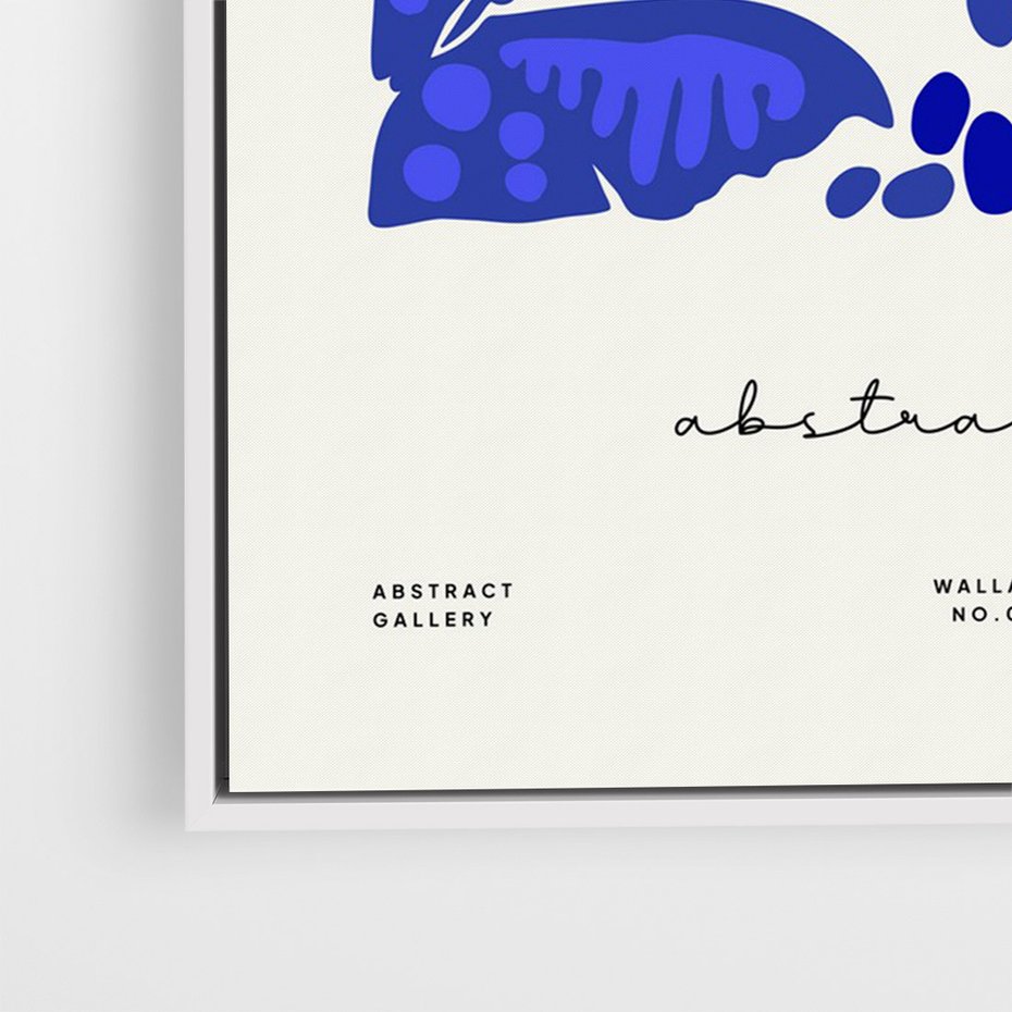 Obraz w ramie 50x70 - Wibracje Wnętrza - nowoczesny plakat, odcienie błękitu - rama biała