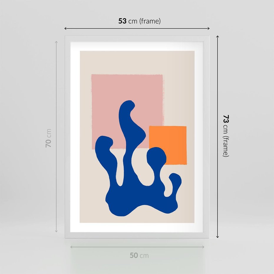 Plakat w ramie 50x70 - Bezgraniczna Galeria Plam - abstrakcja, nowoczesny plakat - rama biała