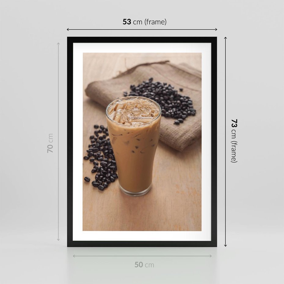 Plakat w ramie 50x70 - Kawa ice coffee: orzeźwiający napój - kawa, ice - rama czarna