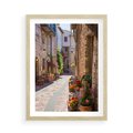 Plakat w ramie 50x70 - Malownicze Zakątki Miasta - uliczka, perspektywa - rama drewno