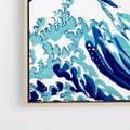 Obraz w ramie 80x120 - Fala Japandi - wielka fala w Kaganawie, obraz Hokusai - rama drewno