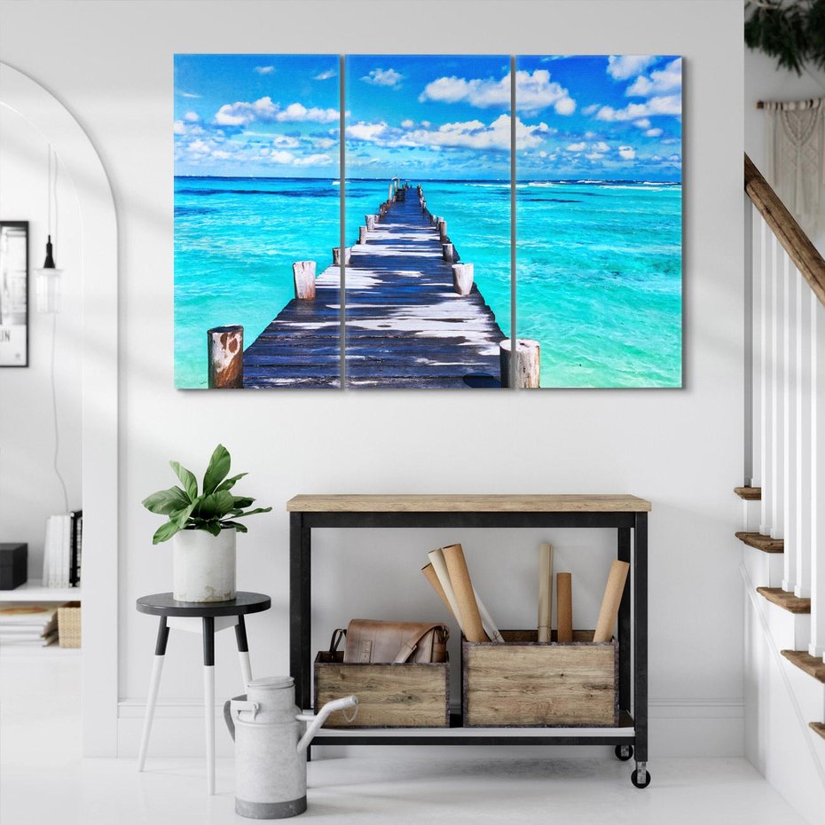 Obraz na płótnie 120x80 - Molo na Plaży Morza - molo, plaża