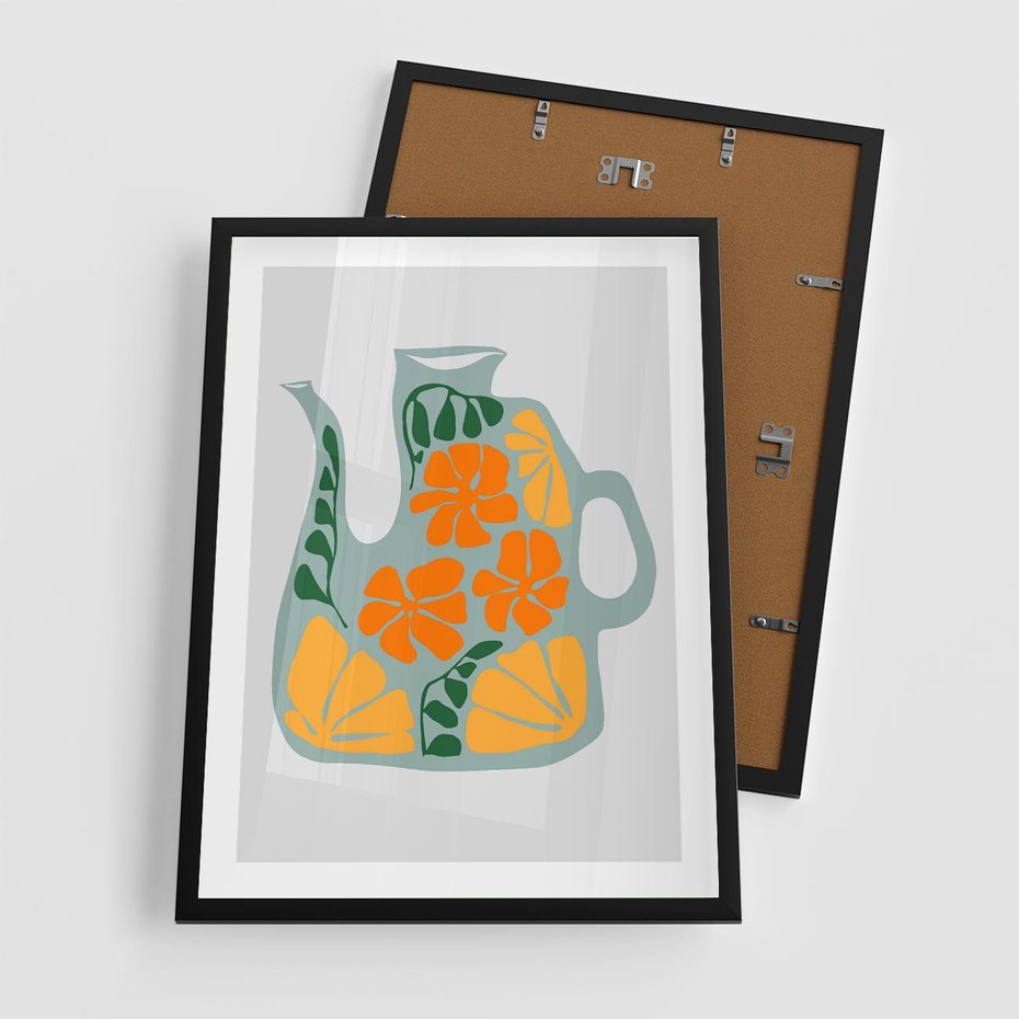 Plakat w ramie 50x70 - Kolorystyczna Ekspresja - czajnik, abstrakcja - rama czarna