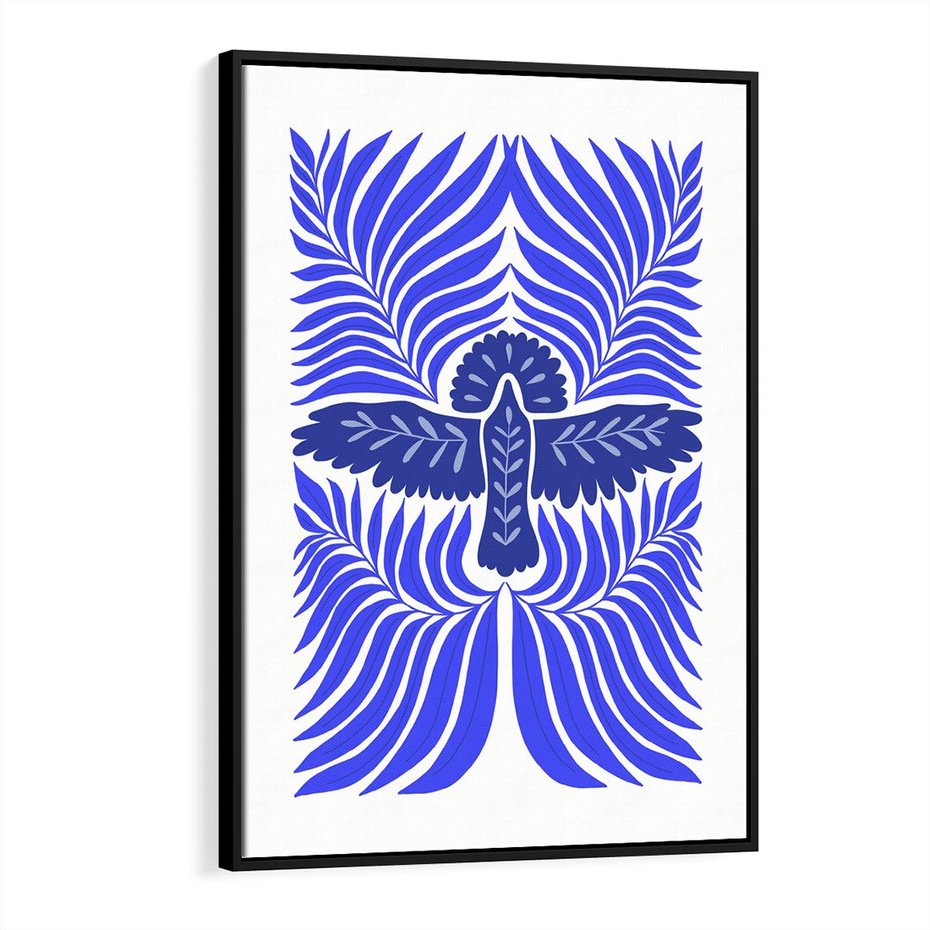 Obraz w ramie 50x70 - Etniczne Rekwizyty - etniczne roślinne wzory, granat - rama czarna