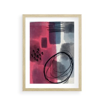 Plakat w ramie 40x50 - Formy w Różu i Granacie - abstrakcja, różne formy - rama drewno