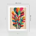 Plakat w ramie 40x50 - Symfonia Wzrokowych Impresji - abstrakcyjny kolorowy tęczowy obraz, inspiracje roślinne - rama biała