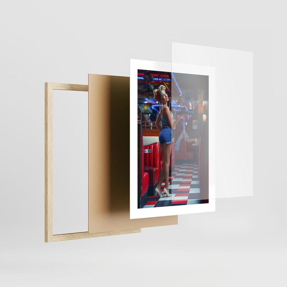 Plakat w ramie 30x40 - Czas Na Wyjątkowy Posiłek - restauracja, retro - rama drewno