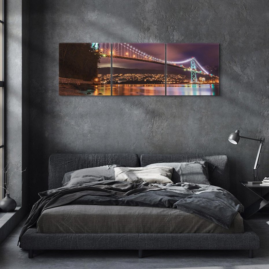Obraz na płótnie 120x40 - Most nocą w Kanadzie - Kanada, most