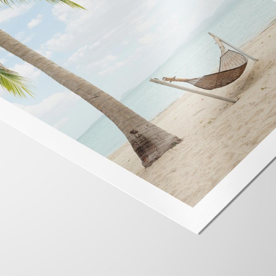 Plakat bez ramy 50x70 - Relaks na plaży - palma, hamak