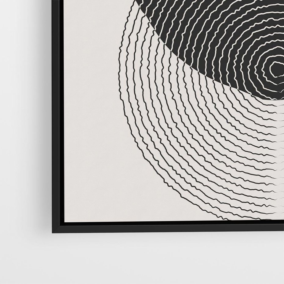 Obraz w ramie 50x50 - Boho Przenikanie Uroku - abstrakcyjna kompozycja, okręgi - rama czarna