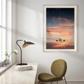 Plakat w ramie 30x40 - Podróż w Kierunku Słońca - samolot, samolot w powietrzu - rama drewno