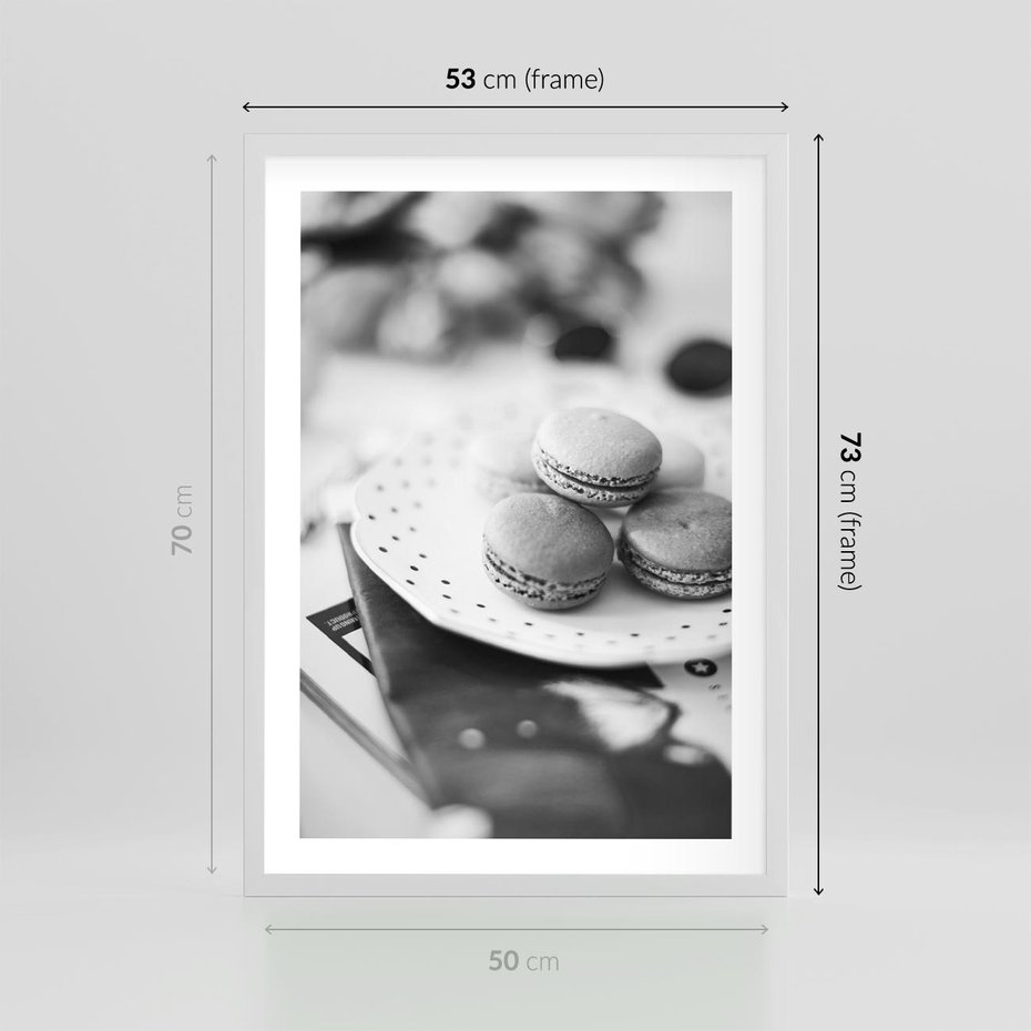 Plakat w ramie 50x70 - Makaroniki w Szarości - czarno biała fotografia, plakat - rama biała