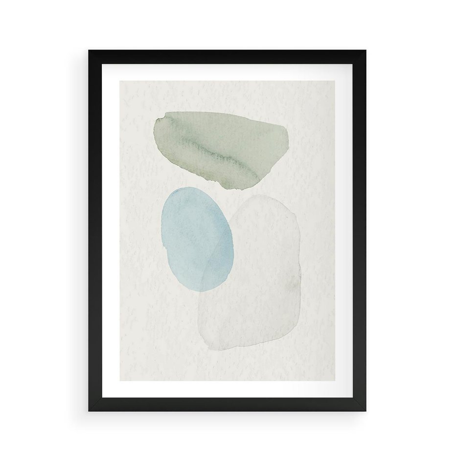 Plakat w ramie 50x70 - Akwarelowa Symfonia Natury - abstrakcyjne delikatne plamy, akwarelowe - rama czarna