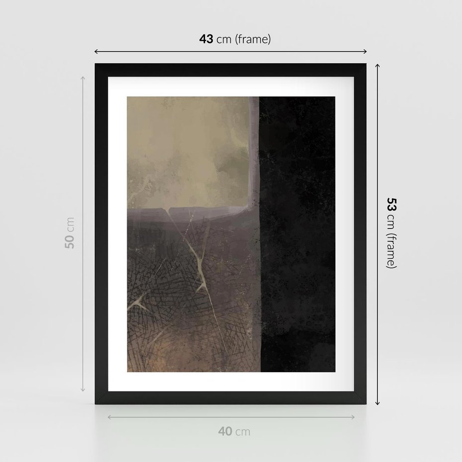 Plakat w ramie 40x50 - Kształty Urywane - mroczny plakat, nowoczesne wnętrza - rama czarna
