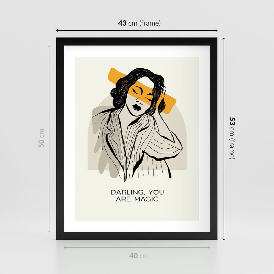 Plakat w ramie 40x50 - Sztuka Kobiecej Osobowości - nowoczesna grafika, kobieta - rama czarna