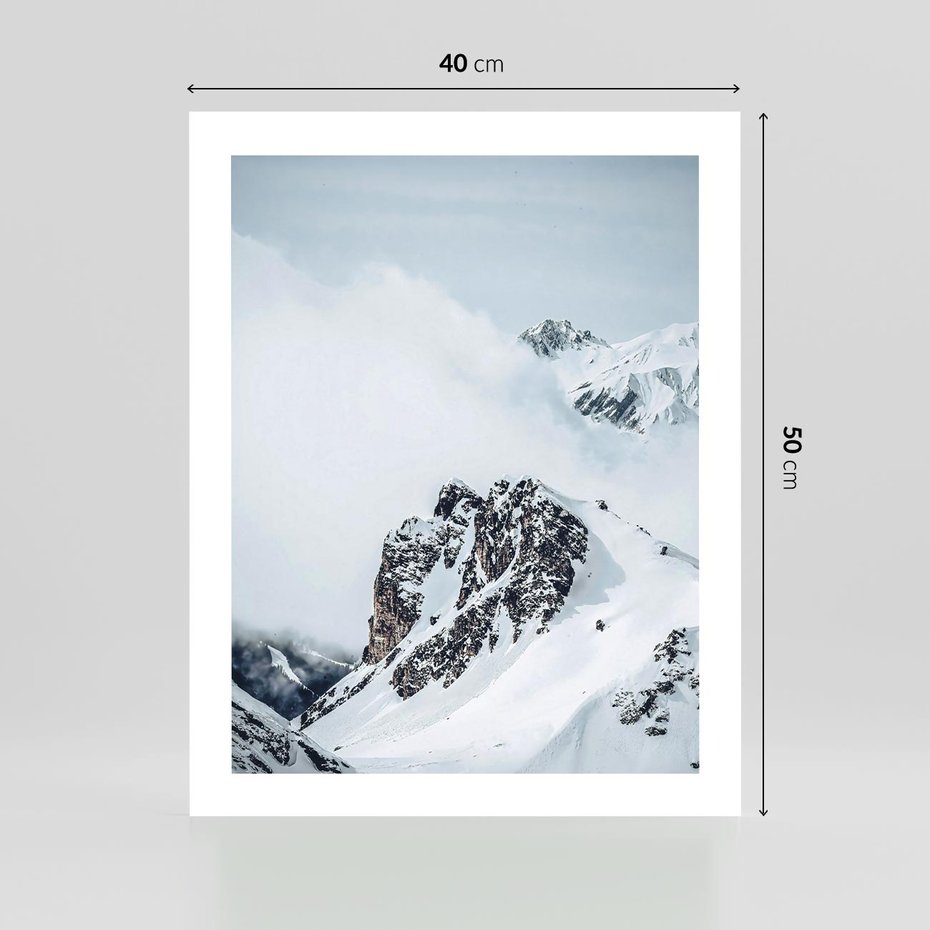 Plakat bez ramy 40x50 - Górski Majestat - górskie szczyty pod śniegiem, górski krajobraz