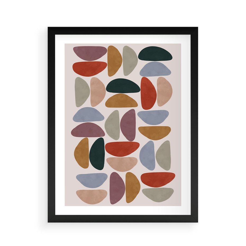 Plakat w ramie 50x70 - Kolorowe Echo Boho - abstrakcyjny obraz, geometryczna kompozycja - rama czarna