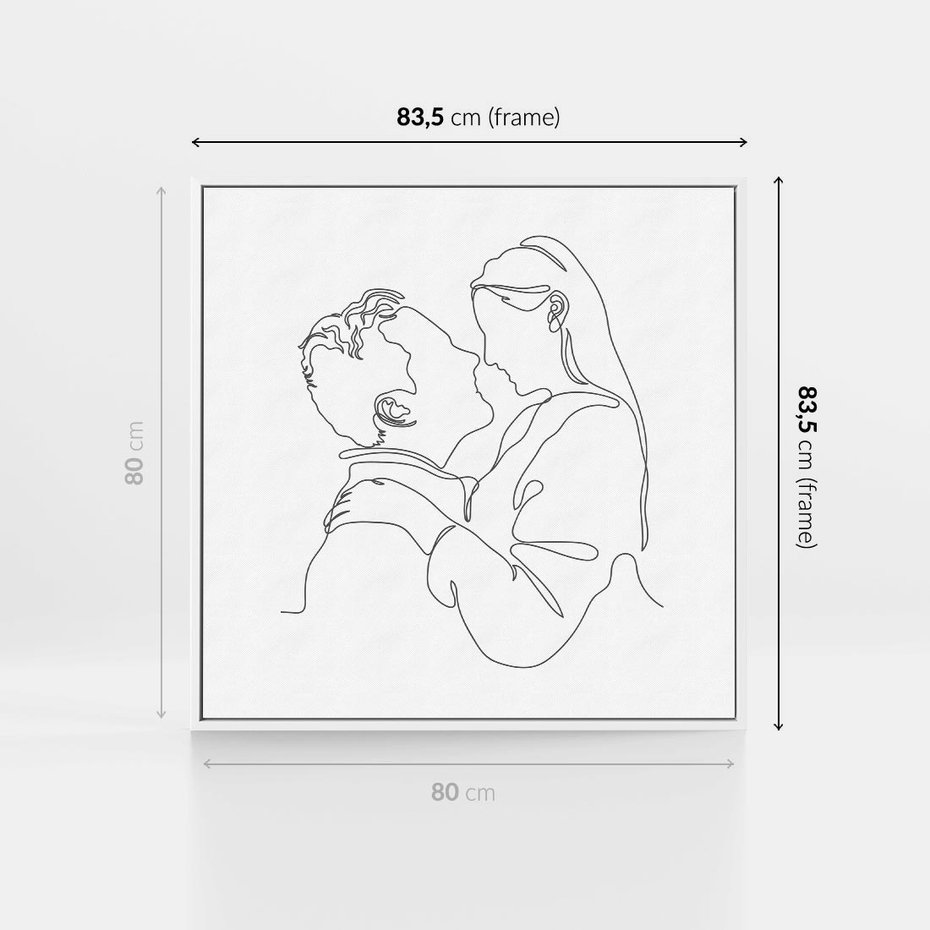 Obraz w ramie 80x80 - Bezgraniczne Tańce - para zakochanych, kobieta i mężczyzna - rama biała