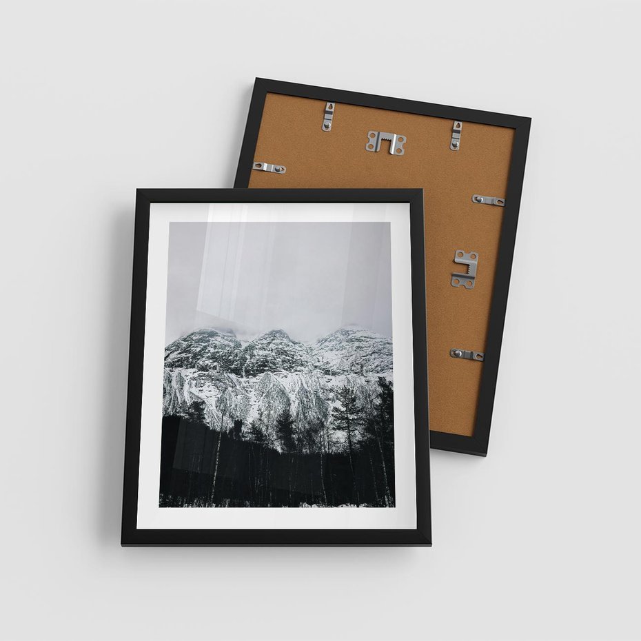 Plakat w ramie 40x50 - Zimowe Uroki Gór - góry ośnieżone, krajobraz górski - rama czarna