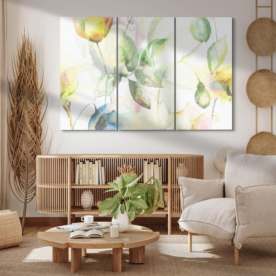 Obraz na płótnie 120x80 - Delikatne Kolory - akwarelowe, kwiaty