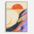 Obraz w ramie 80x120 - Pomarańczowy Horyzont - pastelowy krajobraz, nowoczesny plakat - rama drewno