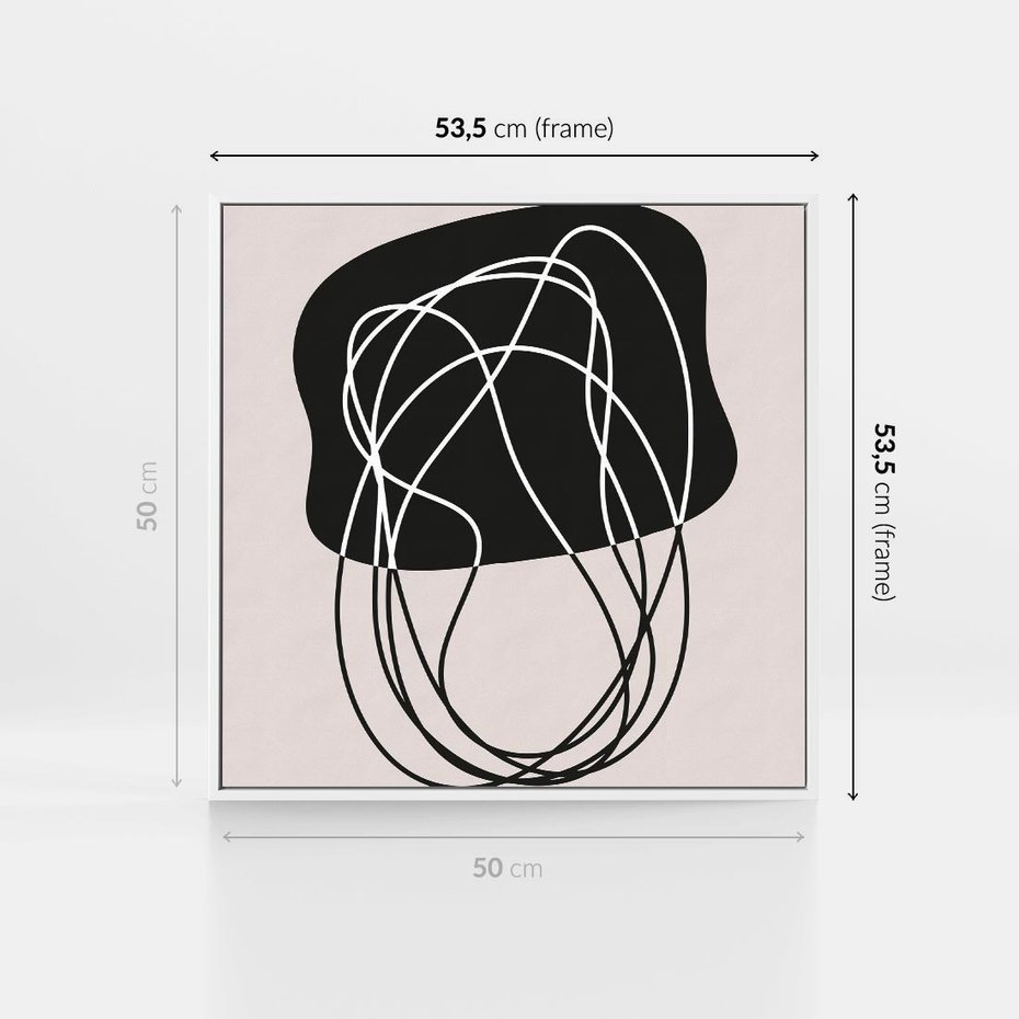 Obraz w ramie 50x50 - Abstrakcyjne Harmonie - abstrakcyjne szkicowane linie, minimalizm - rama biała