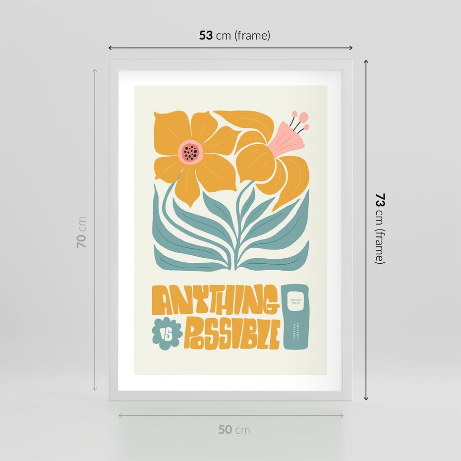 Plakat w ramie 50x70 - Kolorowa Harmonia - sztuka nowoczesna, pastelowe kwiaty - rama biała