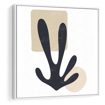 Obraz w ramie 50x50 - Granatowa Odsłona - minimalistyczna nowczesna grafika, styl matisse - rama biała