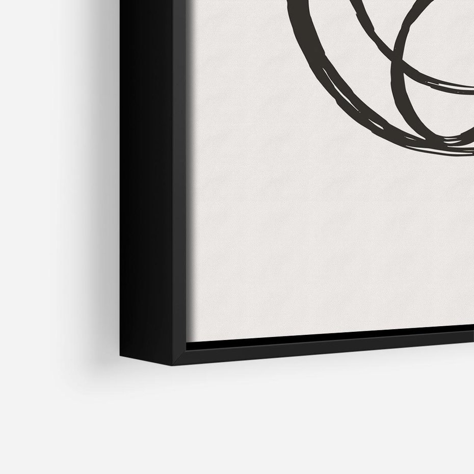 Obraz w ramie 50x50 - Migotliwa Kreatywność - abstrakcyjne szkicowane linie, minimalizm - rama czarna