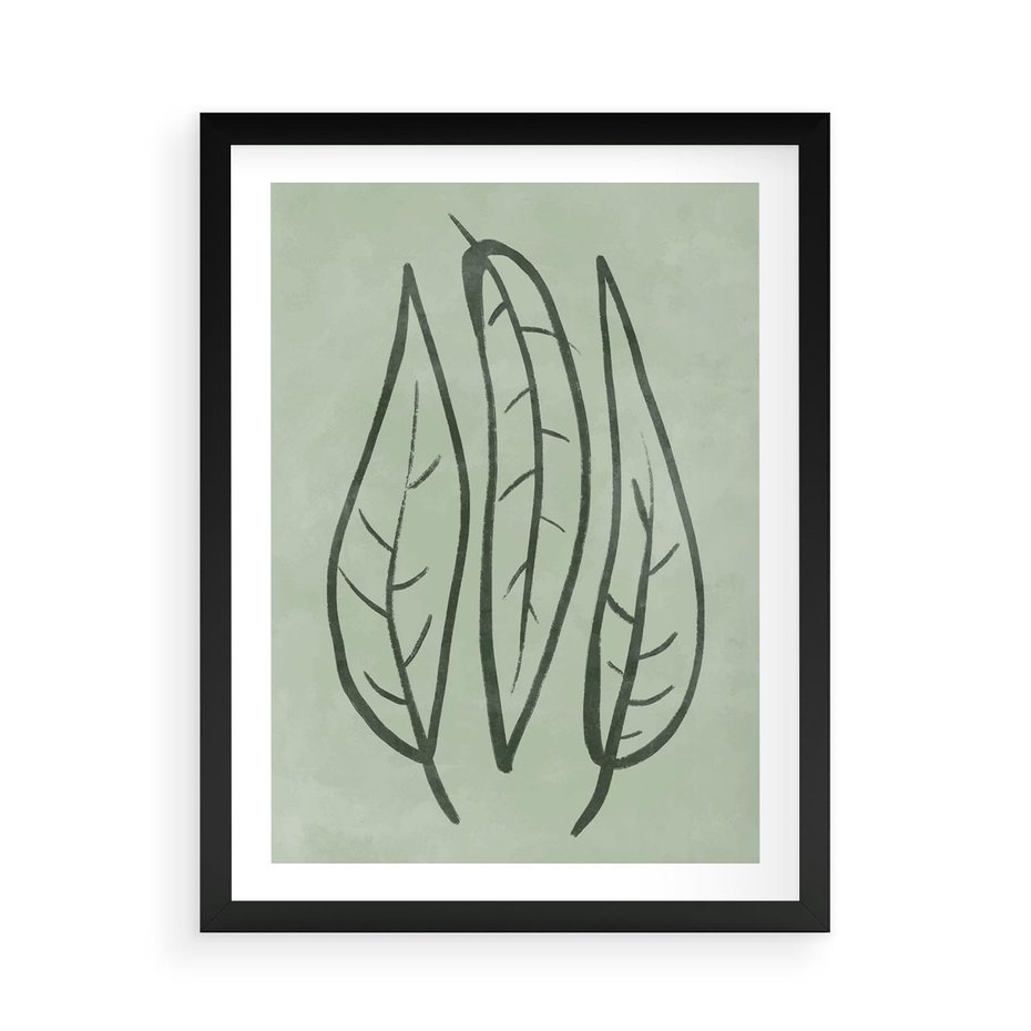 Plakat w ramie 50x70 - Energetyczne Ekspresje Natury - zielony plakat, roślinne motywy - rama czarna