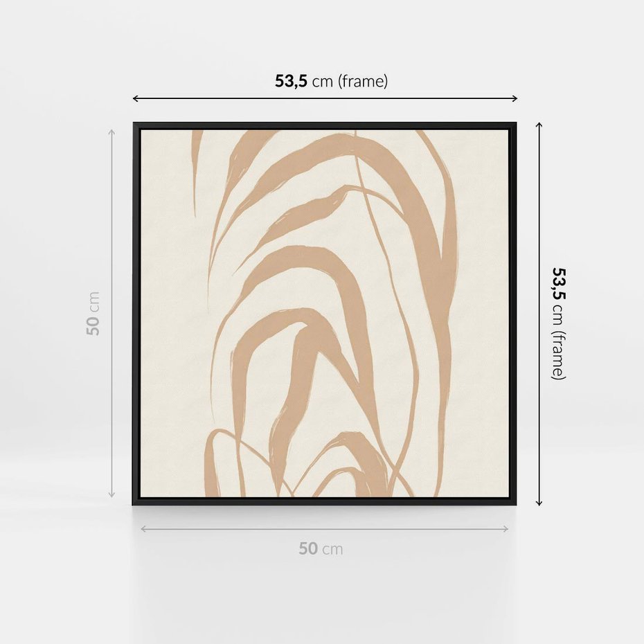 Obraz w ramie 50x50 - Formy Nowoczesności - minimalistyczny plakat, liście palmy - rama czarna