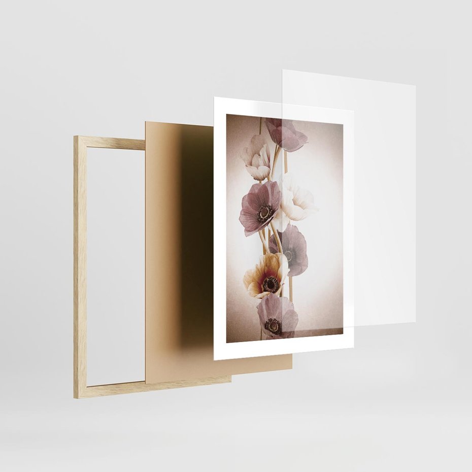 Plakat w ramie 30x40 - Eksplozja kolorów - akwarela, maki - rama drewno