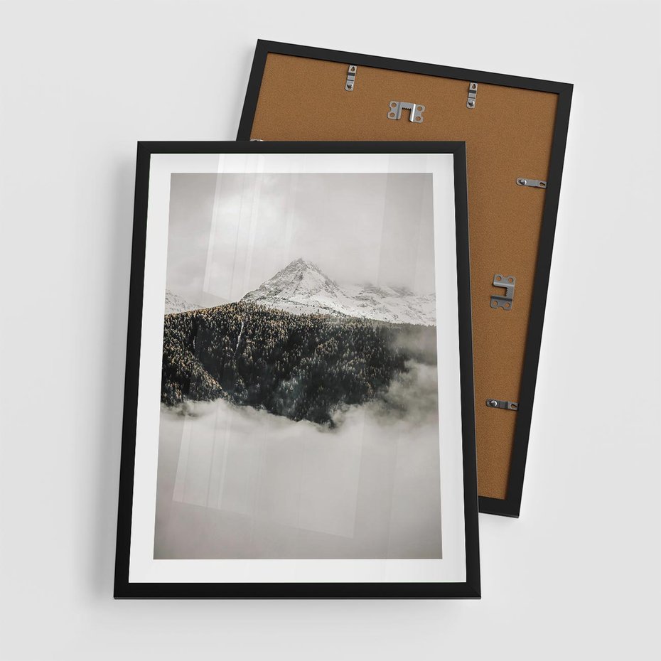 Plakat w ramie 50x70 - Zimowa Wielkość - górski krajobraz, zima w górach - rama czarna