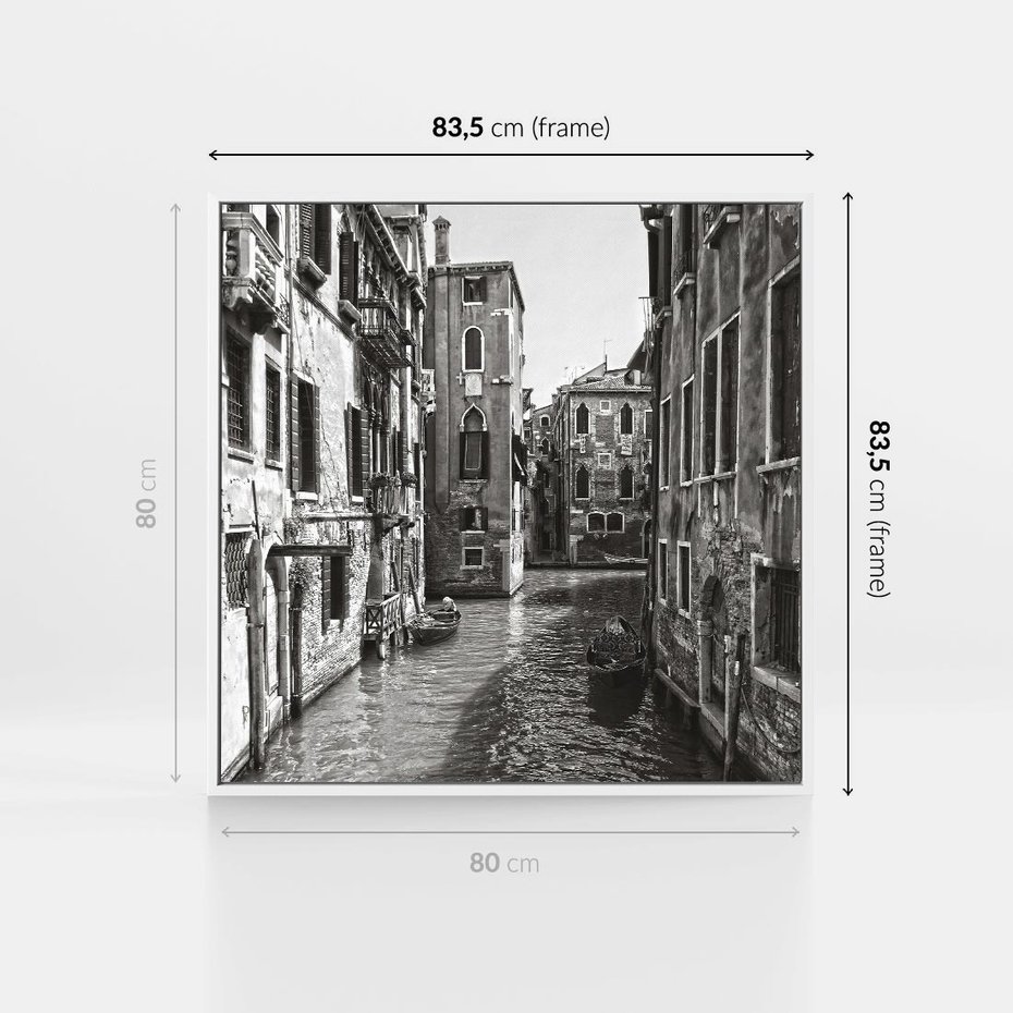 Obraz w ramie 80x80 - Zabłądzić w Wenecji - wenecja, kanały - rama biała